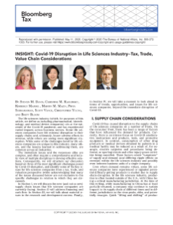 INSIGHT: Covid-19 Disruption in Life Sciences Industry—Tax, Trade, Value Chain Considerations