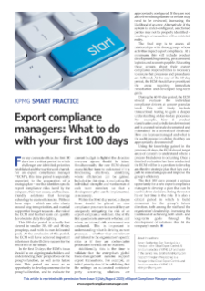 Export Compliance Managers: What To Do With Your First 100 Days