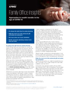 Family Office Insights - Approaches to wealth transfer in the age of COVID-19