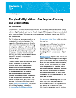 Maryland's Digital Goods Tax Requires Planning and Coordination