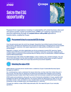 Seize the ESG opportunity | Unlock the value with KPMG and Coupa