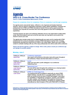 Agenda - KPMG 2023 U.S. Cross-Border Tax Conference