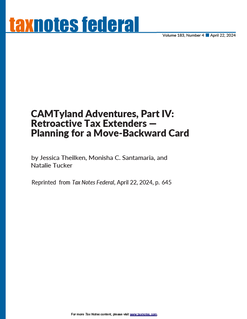 CAMTyland Adventures, Part-IV: Retroactive Tax Extenders