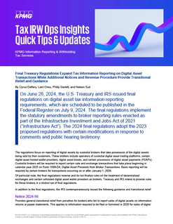 Final Treasury Regulations: Expand Tax Information Reporting