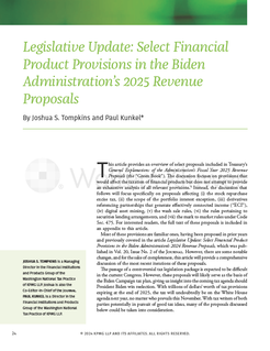 Legislative Update: Select Financial Product Provisions in the Biden Administration’s 2025 Revenue Proposals