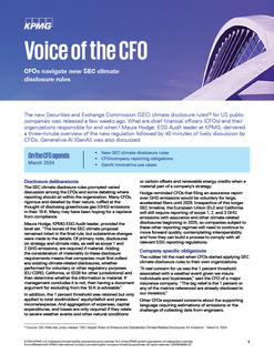Voice of the CFO: CFOs navigate the new SEC climate disclosure rules