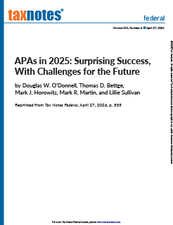 APAs in 2025: Surprising Success, With Challenges for the Future