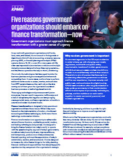 Five reasons government organizations should embark on finance transformation—now