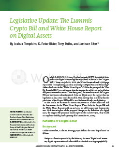 Legislative Update: The Lummis Crypto Bill and White House Report on Digital Assets