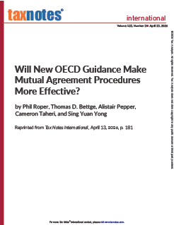 Will New OECD Guidance Make Mutual Agreement Procedures More Effective?