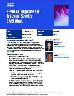 Cayman Islands: Issued Quick Guide on CARF 